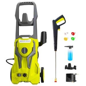 Power Washers Electric Powered 5000PSI-max 3.2GPM High Pressure Washer Car Cleaning Machine with Adjustable Spray Nozzle and Foam Cannon for Home Driveway Patio Deck, Light Yellow