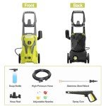 Power Washers Electric Powered 5000PSI-max 3.2GPM High Pressure Washer Car Cleaning Machine with Adjustable Spray Nozzle and Foam Cannon for Home Driveway Patio Deck, Light Yellow