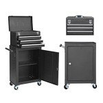 GSTANDARD APTB202B Torin Rolling Garage Tool Cabinet: Detachable 3 Drawer Tool Chest with Large Storage Cabinet and Adjustable Shelf, Black