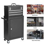 GSTANDARD APTB202B Torin Rolling Garage Tool Cabinet: Detachable 3 Drawer Tool Chest with Large Storage Cabinet and Adjustable Shelf, Black