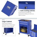 Yaciente 6-Drawer Tool Box with Wheels, Rolling Tool Storage Cabinet with Detachable Top Tool Chest and Locking Mechanism, Metal Tool Cart for Garage Workshop and Room Use (Blue)