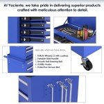 Yaciente 6-Drawer Tool Box with Wheels, Rolling Tool Storage Cabinet with Detachable Top Tool Chest and Locking Mechanism, Metal Tool Cart for Garage Workshop and Room Use (Blue)