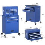 Yaciente 6-Drawer Tool Box with Wheels, Rolling Tool Storage Cabinet with Detachable Top Tool Chest and Locking Mechanism, Metal Tool Cart for Garage Workshop and Room Use (Blue)