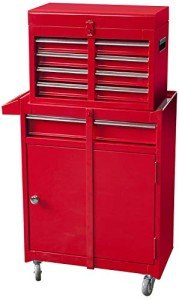 BIG RED ATBT1204R-RED Detachable 4 Drawer Tool Chest with Large Storage Cabinet and Adjustable Shelf, 20.3" l x 11" w x 40.4" h