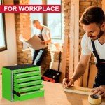P.I.T. Mini Green Tool Box, Portable 5-Drawer Micro Roll Cab Steel Tool Box with Liner, Green Small Tool Case for Tools Storage, Home DIY