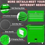 Dawmilon Tool Chest, 8-Drawer Rolling Tool Storage Cabinet with Wheels, Detachable Top Tool Box, and Locking Mechanism, Metal Tool Cart with Liner and 6 Hooks for Garage, Workshop, Green
