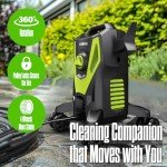 QIOMALA Electric Pressure Washer, 4500 PSI 3.0 GPM High Pressure Cleaning Machine with 35 FT Power Cord, 20 FT Hose, Foam Cannon, 4 Nozzles,Easy Store for Car/Garage/Patio, Green/Small