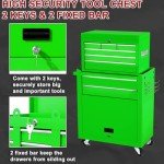 Dawmilon Tool Chest, 8-Drawer Rolling Tool Storage Cabinet with Wheels, Detachable Top Tool Box, and Locking Mechanism, Metal Tool Cart with Liner and 6 Hooks for Garage, Workshop, Green