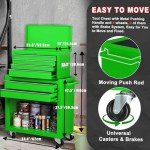 Dawmilon Tool Chest, 8-Drawer Rolling Tool Storage Cabinet with Wheels, Detachable Top Tool Box, and Locking Mechanism, Metal Tool Cart with Liner and 6 Hooks for Garage, Workshop, Green