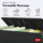 Keter Marvel Plus 71 Gallon Resin Deck Box Organization and Storage for Patio Storage Box Outdoor Cushions, Throw Pillows, Garden Tools and Pool Accessories, Dark Grey