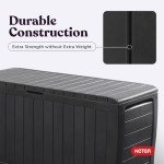 Keter Marvel Plus 71 Gallon Resin Deck Box Organization and Storage for Patio Storage Box Outdoor Cushions, Throw Pillows, Garden Tools and Pool Accessories, Dark Grey