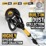 Drywall Sander, 750W Powerful Electric Drywall Sander with Vacuum Attachment, Auto Dust Collection, 7 Variable Speed 900-1800RPM, Dustless Wall Sander with Long Power Cord for Popcorn Ceiling, Drywall