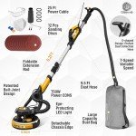 Drywall Sander, 750W Powerful Electric Drywall Sander with Vacuum Attachment, Auto Dust Collection, 7 Variable Speed 900-1800RPM, Dustless Wall Sander with Long Power Cord for Popcorn Ceiling, Drywall