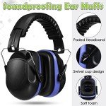 4 Pack NRR 28dB Safety Ear Muffs, Foldable Noise Reduction Safety Ear Protection Adult Noise Cancelling Earmuffs for Shooting (Red and Blue)