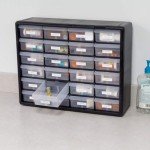 Akro-Mils 24-Drawer Plastic Drawer Storage Cabinet for Garage Organization, Bead Organizer, Building Bricks Storage, Teacher Toolbox, Makeup Organizer, 20-Inch W x 6-Inch D x 16-Inch H, 10124 Black