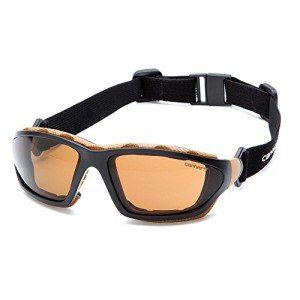 Carhartt Carthage Safety Eyewear with Vented Foam Carriage, Sandstone Bronze Anti-fog Lens, Black/Tan Frame
