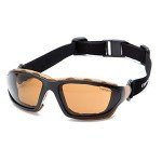 Carhartt Carthage Safety Eyewear with Vented Foam Carriage, Sandstone Bronze Anti-fog Lens, Black/Tan Frame