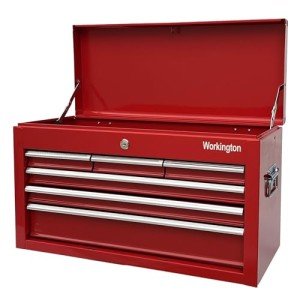 Workington Portable Metal Tool Chest with 6 Drawers, 24" 6-Drawer Tool Chest Cabinet with Ball Bearing Drawer Slides, Steel Tool Storage Box Organizer 4005 Red