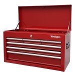 Workington Portable Metal Tool Chest with 6 Drawers, 24" 6-Drawer Tool Chest Cabinet with Ball Bearing Drawer Slides, Steel Tool Storage Box Organizer 4005 Red