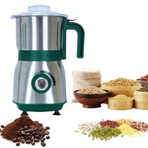 Electric Spice and Nut Grinders - 3 Stainless Steel Blades, 1 Filter, 1 Brush - 500W Wet & Dry Grinder for Kitchen(Green）