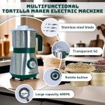 Electric Spice and Nut Grinders - 3 Stainless Steel Blades, 1 Filter, 1 Brush - 500W Wet & Dry Grinder for Kitchen(Green）