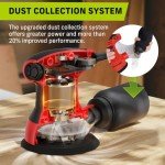 Narbell Orbital Sander 3.2A (380W) with Bag, 14000RPM Max 6 Variable Speeds Random Orbit Sander, 5" Palm Sander Tool with 15pcs Sanderpapers, Dust Bag for woodworking, Red