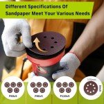 Narbell Orbital Sander 3.2A (380W) with Bag, 14000RPM Max 6 Variable Speeds Random Orbit Sander, 5" Palm Sander Tool with 15pcs Sanderpapers, Dust Bag for woodworking, Red