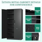 Letaya Metal Garage Storage Cabinets with Lock-72 Tall Tool Organizer Steel Lockers, 5 Adjustable Layers Shelves for Home,Office,Warehouse,Garage,(Black-72“)