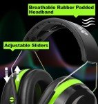 Hocazor HZ012 NRR 28dB Safety Earmuffs, Deeper Ear Space Passive Hearing Protections Durable Ear Proetctors, for Woodworking, Construction, Manufacturing, Shooting - Green