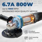 DongCheng Angle Grinder 4-1/2 inch 6.7-Amp Paddle Switch 11800RPM Power Electric Grinder Tools with Cutting & Grinding Wheels, Flap Discs, Auxiliary Handle for Metal & Rust Removal, Beginner-Friendly