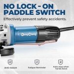 DongCheng Angle Grinder 4-1/2 inch 6.7-Amp Paddle Switch 11800RPM Power Electric Grinder Tools with Cutting & Grinding Wheels, Flap Discs, Auxiliary Handle for Metal & Rust Removal, Beginner-Friendly