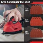 Electric Sander Tool - 14000RPM Mouse Detail Sander with Dust Collection System and 12pc Sandpaper - 120V Electric Hand Sanders for Wood by Stalwart