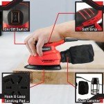 Electric Sander Tool - 14000RPM Mouse Detail Sander with Dust Collection System and 12pc Sandpaper - 120V Electric Hand Sanders for Wood by Stalwart