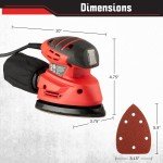 Electric Sander Tool - 14000RPM Mouse Detail Sander with Dust Collection System and 12pc Sandpaper - 120V Electric Hand Sanders for Wood by Stalwart