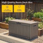 EAST OAK Outdoor Storage Box, 60 Gallon Deck Box Indoor and Outdoor Use, Waterproof Resin Storage Bin for Patio Cushions, Gardening Tools, Lockable, UV Resistant, Grey