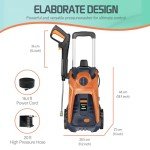 Electric Pressure Washer 4800PSI-Max 2.9GPM Pressure Washer with 25 FT Hose, 4 Quick Connect Nozzle,16.9 Oz Soap Tank Orange Cleaning for Pool, Patio, Car