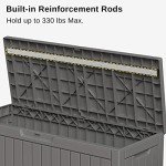 EAST OAK Outdoor Storage Box, 60 Gallon Deck Box Indoor and Outdoor Use, Waterproof Resin Storage Bin for Patio Cushions, Gardening Tools, Lockable, UV Resistant, Grey