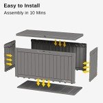 EAST OAK Outdoor Storage Box, 60 Gallon Deck Box Indoor and Outdoor Use, Waterproof Resin Storage Bin for Patio Cushions, Gardening Tools, Lockable, UV Resistant, Grey
