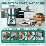 Spice Grinder Electric,Herb Nut Grinder for Kitchen, Detachable Espresso Grinders with Stainless Steel Blades, Filter and Brush, 500w Dry and Wet Grain Mill for Coffee, Rice, Bean, Seasoning (Green)