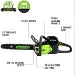 Greenworks 80V 16" Brushless Cordless Chainsaw (Great For Tree Felling, Limbing, Pruning, and Firewood / 75+ Compatible Tools), Tool Only