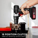 AVID POWER 20V MAX Lithium lon Cordless Drill, Power Drill Set with 3/8-Inch Keyless Chuck, Variable Speed, 16 Position and 22pcs Drill Bits (Black)