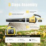 GEVEELIFE Leaf Blower Cordless, 650CFM & 3 Speed Levels, Electric Cordless Leaf Blower with 2 * 5.0Ah Battery Powered, Blowers for Lawn Care, Yard, Blowing Leaves, Dust, Snow