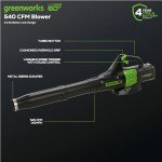 Greenworks 60V 13" Cordless String Trimmer & Leaf Blower Combo Kit, 4.0 Ah Battery and Charger Included