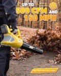 VERVEWAVE Cordless Leaf Blower for Dewalt 20V Max Battery (No Battery), Electric Leaf Blower Cordless Up to 500CFM with 5-Speed Mode, Powerful Leaf Blower for Lawn Care Dust/Snow Blowing (Tool Only)