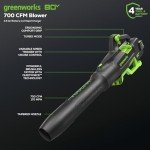 Greenworks 80V 700 CFM Cordless Leaf Blower - Commercial-Grade Power, 45-Min Rapid Charger for Wet Leaves & Heavy Debris (Includes 2.5Ah Battery)