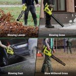 Leaf Blower, 21V Cordless Electric Blower with 2 2.0Ah Batteries and 1 Hour Fast Charger, Lightweight Leaf Blower for Patio Cleaning, Lawn Care, Blowing Fallen Leaves and Dust, etc.