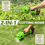 VARAI Hedge Trimmer Cordless, 2 in 1 Cordless Hedge Trimmer with 2600mAh Battery*2, High Power and Large Capacity Hedge Shears for Gardens, Patios and Lawns Charger Included