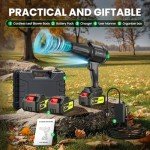 Electric-Cordless-Leaf-Blower - 400000RPM Handheld Leaf Blower - 2 X 4.0Ah Batteries and Charger Included, Lightweight Leaf Blowers for Patio Cleaning