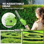 VARAI Hedge Trimmer Cordless, 2 in 1 Cordless Hedge Trimmer with 2600mAh Battery*2, High Power and Large Capacity Hedge Shears for Gardens, Patios and Lawns Charger Included
