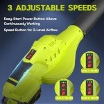 Leaf Blower Cordless, 20V Electric Leaf Blower Cordless with Battery and Charger- 150MPH 3 Speeds 17000RPM Lightweight Battery Leaf Blowers for Lawn Care, Patio Yard Car Leaves and Grass